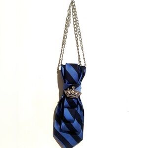 Elegant Blue and royal blue Striped necktie necklace